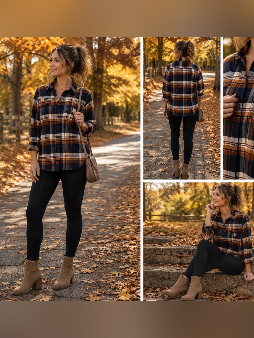 Carhartt TENCEL Relaxed Fit Soft Plaid Flannel Shirt Brown Navy M